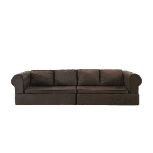 Sofá modular 4 lugares em veludo cinza para locação