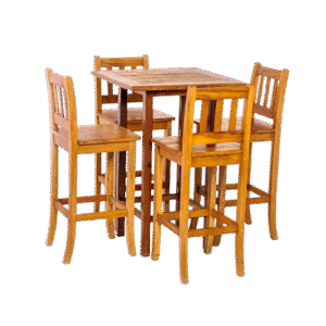 Mesa bistrô madeira de demolição conjunto 04 banquetas para locação