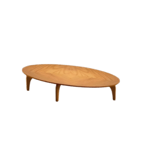 Mesa de centro oval orgânica laminada em madeira para locação