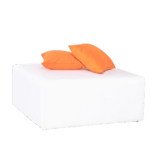 Puff quadrado corino branco para locação