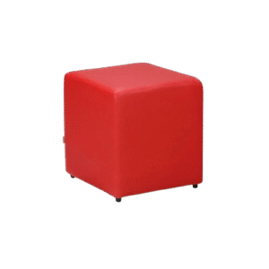 Puff vermelho em couro ecológico, unitário, para locação