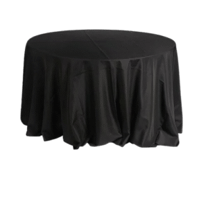 Toalha de mesa redonda na cor preta para locação