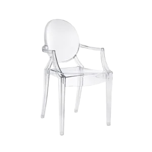 Cadeira design Ghost com braço cristal para locação